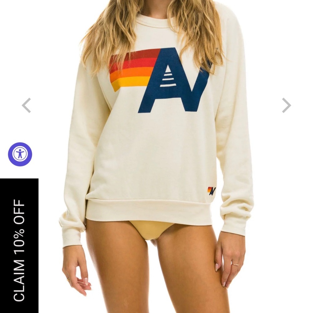 Aviator Nation “Vintage White Logo Crewneck”